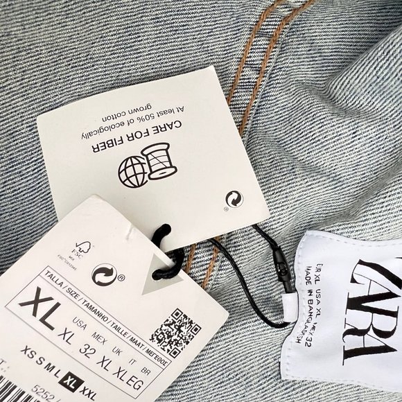 NEW! ZARA Denim Distressed Washed Jean Jacket, Size XL - Picture 15 of 16